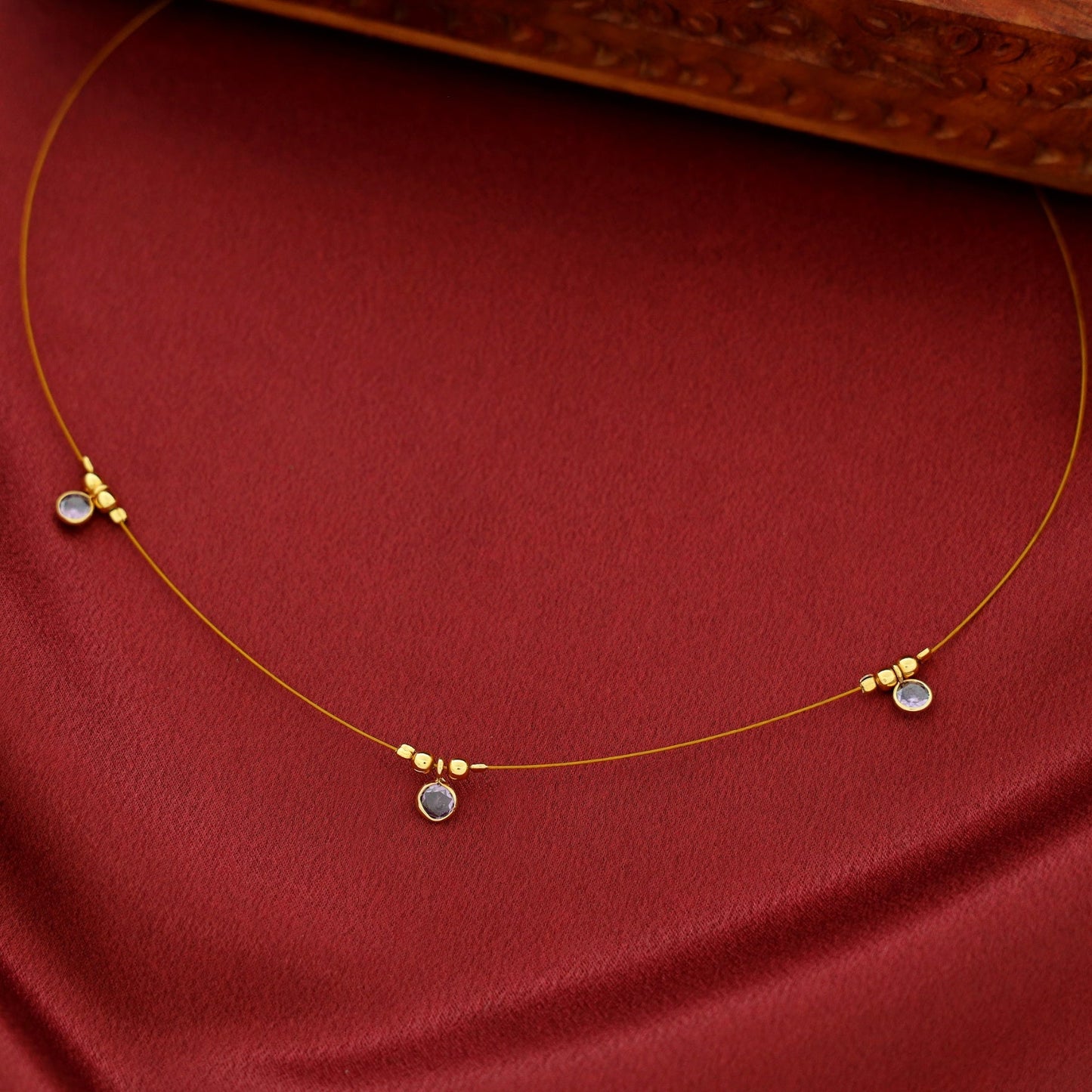 Tri Glossy Stone String Neckpiece