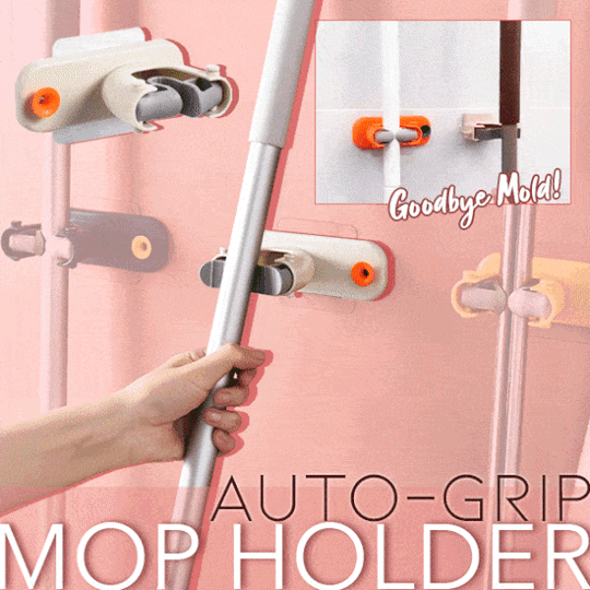 2pcs wall-mounted non-punching automatic grip mop holder