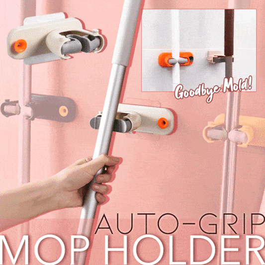 2pcs wall-mounted non-punching automatic grip mop holder
